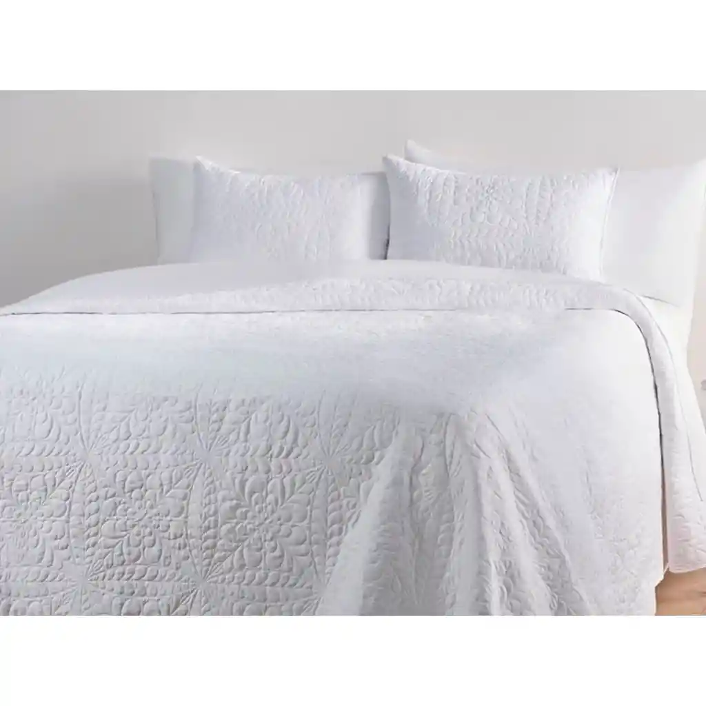 Cubrecama Floral Sgl Blanco