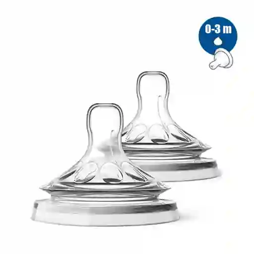 Pack 2 Tetinas Mamadera Boca Ancha Repuesto Biberon Tete Bebe (0 A 3 M)