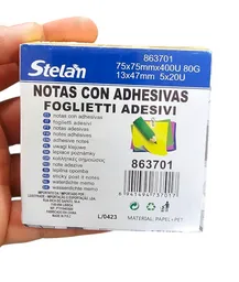 Notas Adhesivas 7,5x7,5cm 400u Mas 13x47mm Colores
