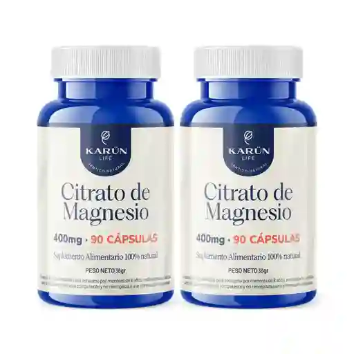 Pack X2 Citrato Magnesio 180 Capsulas Karun Life
