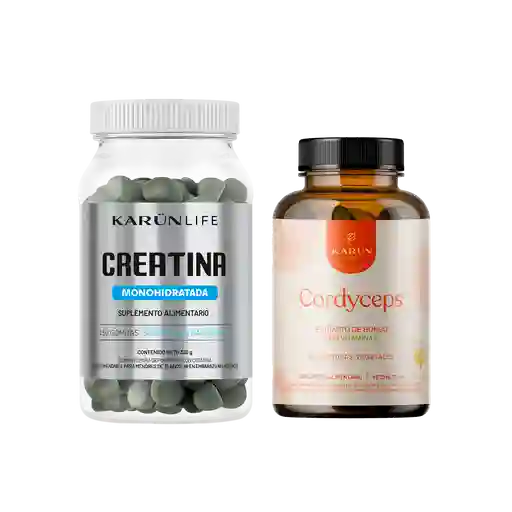 Pack Creatina 150 Gomitas + Cordyceps 60 Cáp Karun Life