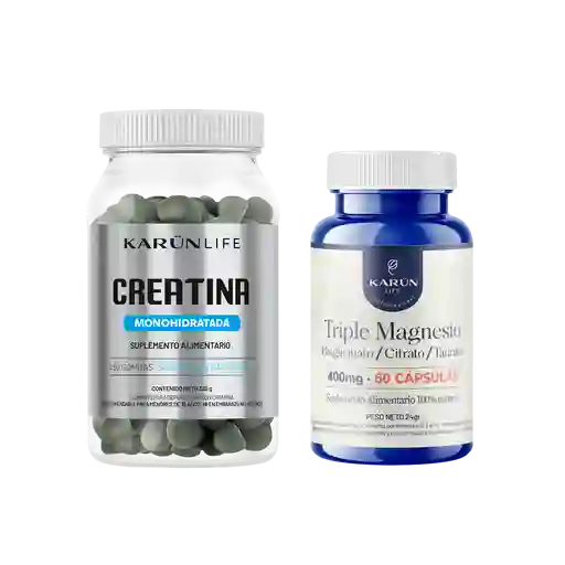 Pack Creatina 150 Gomita + Triple Magnesio 60 Cáp Karun Life