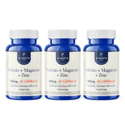 Pack X3 Selenio + Magnesio + Zinc 180 Capsulas Karun Life
