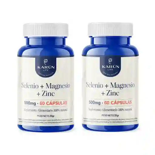 Pack X2 Selenio + Magnesio + Zinc 120 Capsulas Karun Life