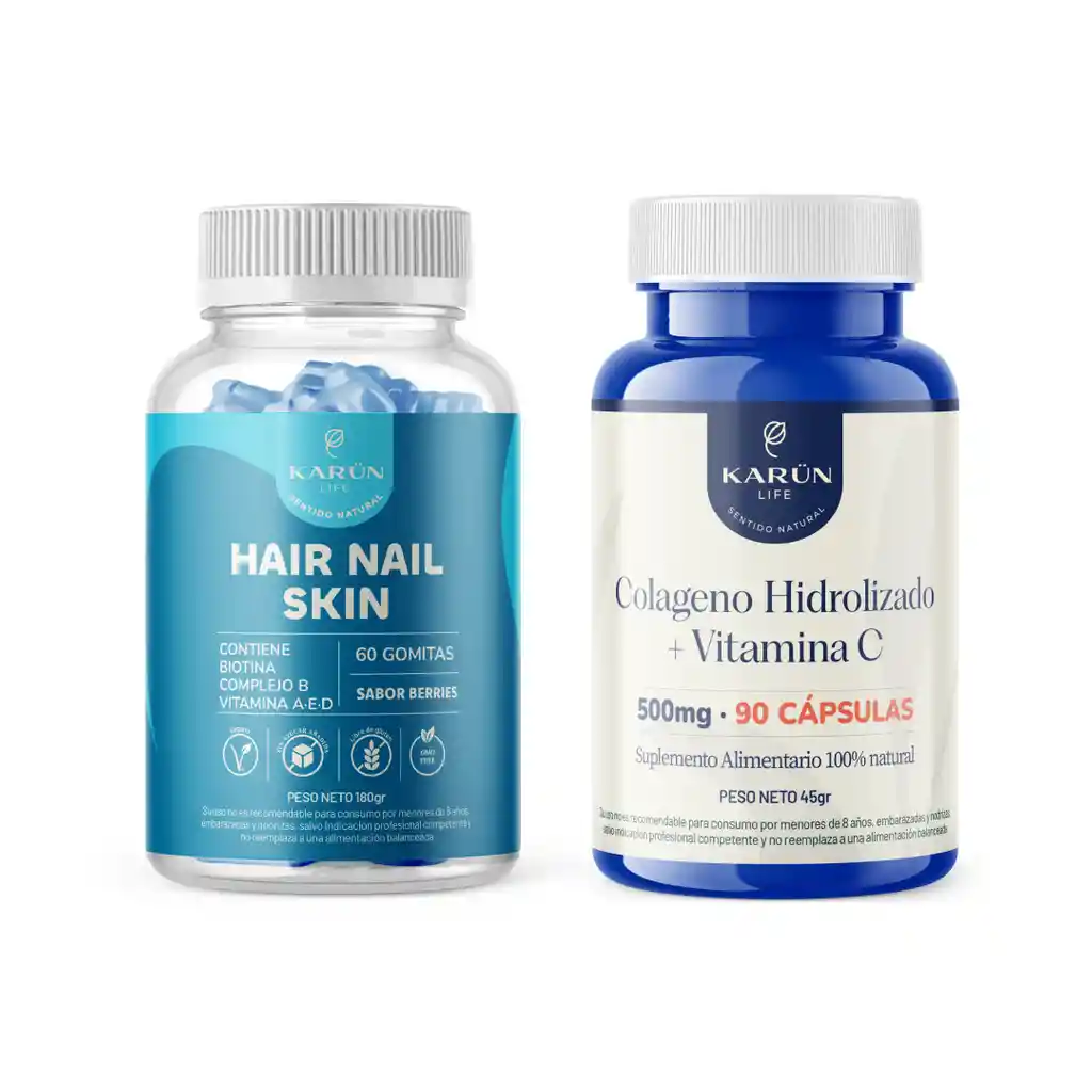 Pack Piel Y Cabello: Biotina Gomitas + Colageno Karun Life