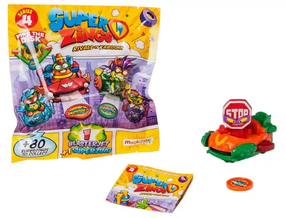 Sobre De Juguete Blaster Jet + Super Zings Serie 4