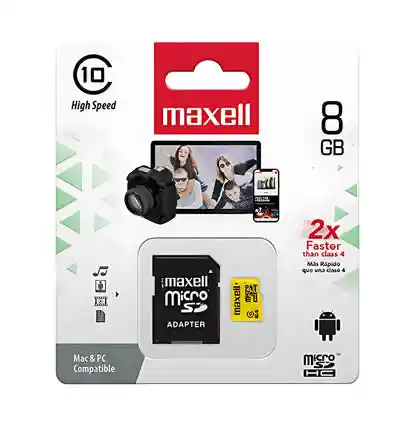 Memoria Maxell 8gb, Clase 10 High Speed