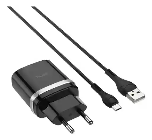 Cargador Micro Usb Qc 3.0 Hoco C12q + Cable Micro Usb Negro