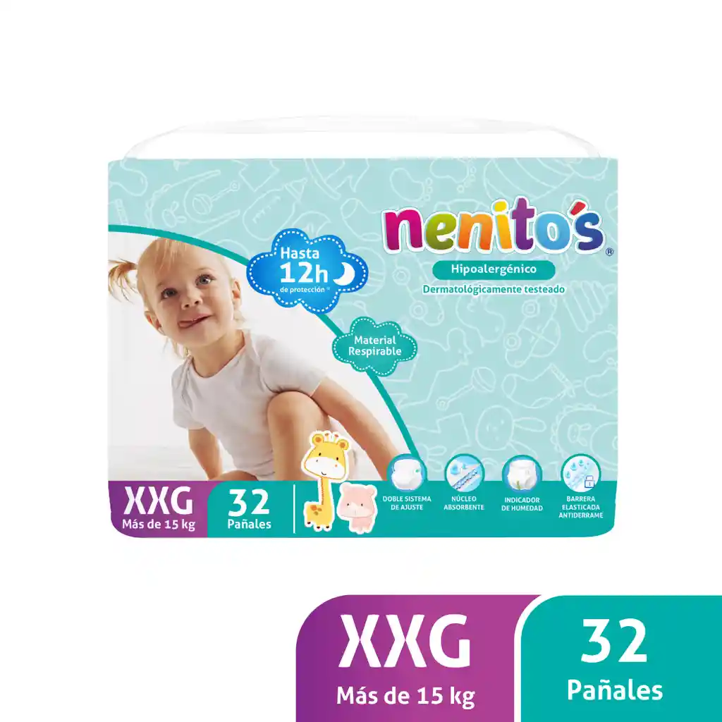 Pañales Desechables Nenitos Talla Xxg, 32 Unidades