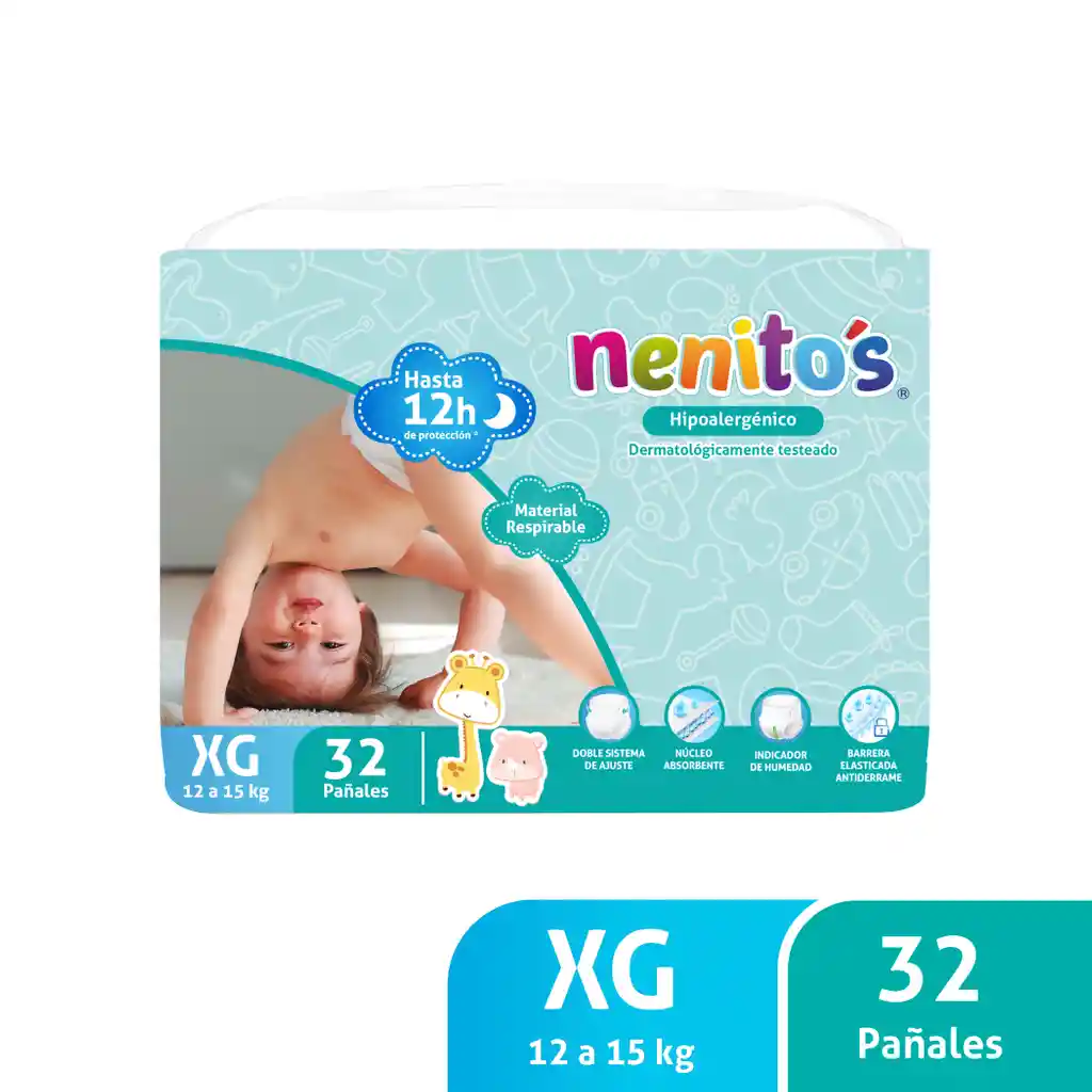 Pañales Desechables Nenitos Talla Xg, 32 Unidades