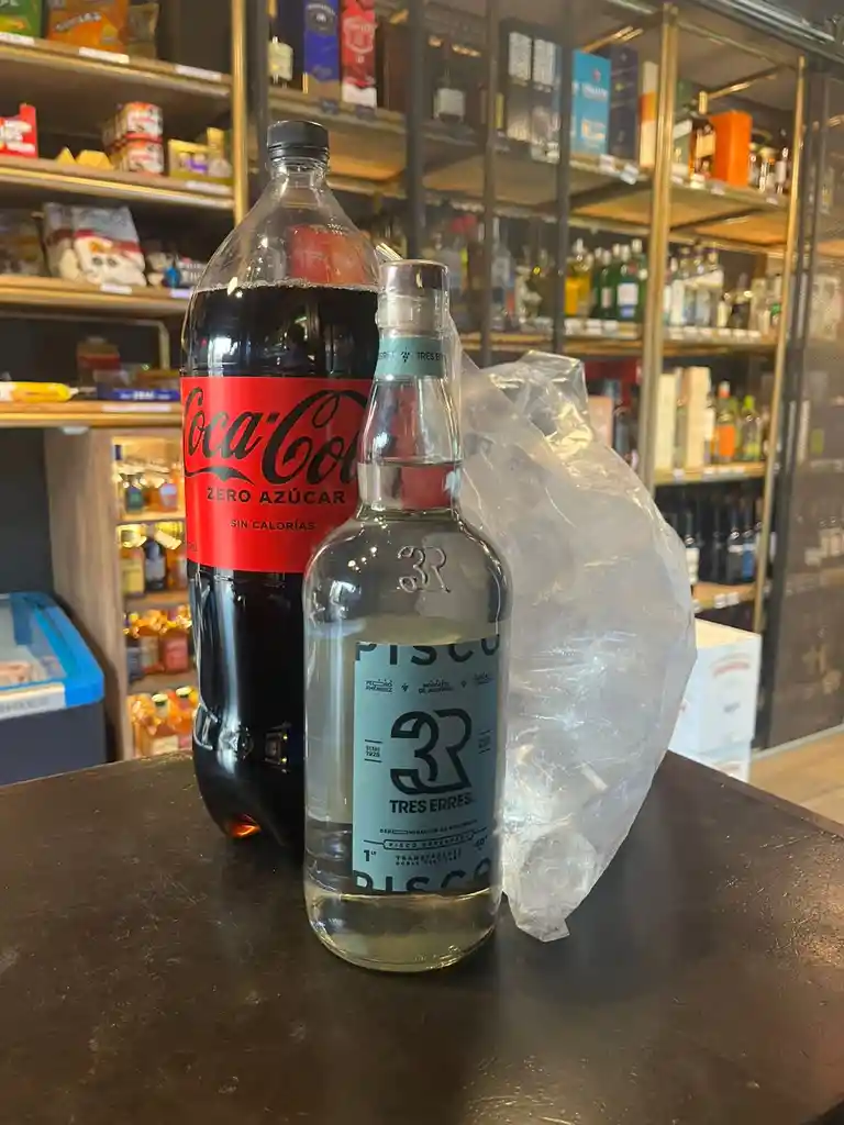 Promo Tres Erres Transparente 1l + Coca Zero 3l + Hielo 1kg