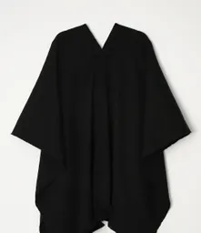 Poncho Típico Chileno, Adulto (talla Única) Negro Liso