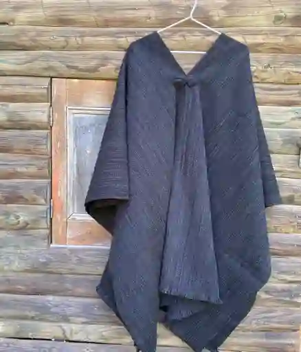 Poncho Típico Chileno, Adulto (talla Única) Gris Marengo Liso