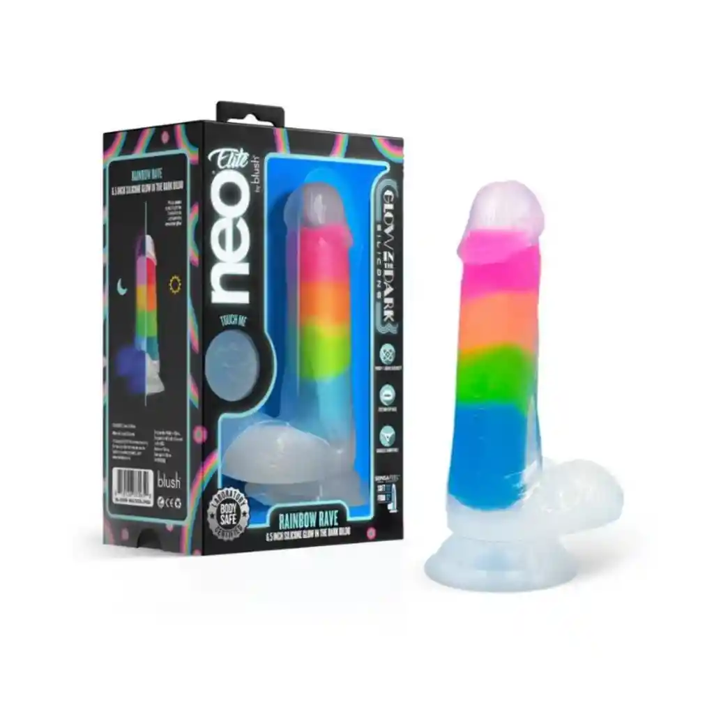 Dildo Glow In The Dark - Rainbow