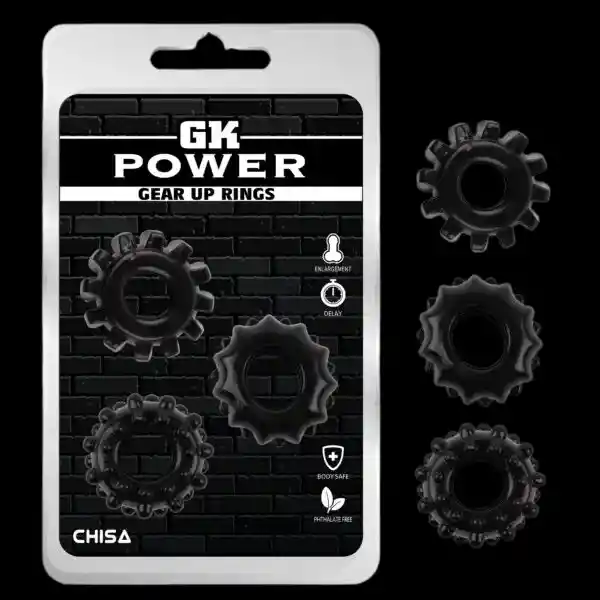 Kit De Anillos Gear Up Rings-black Gk Power
