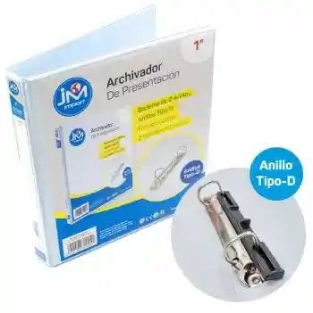 Archivador De Presentación 1" Formato Carta, 2 Anillos Tipo D Blanco Jm