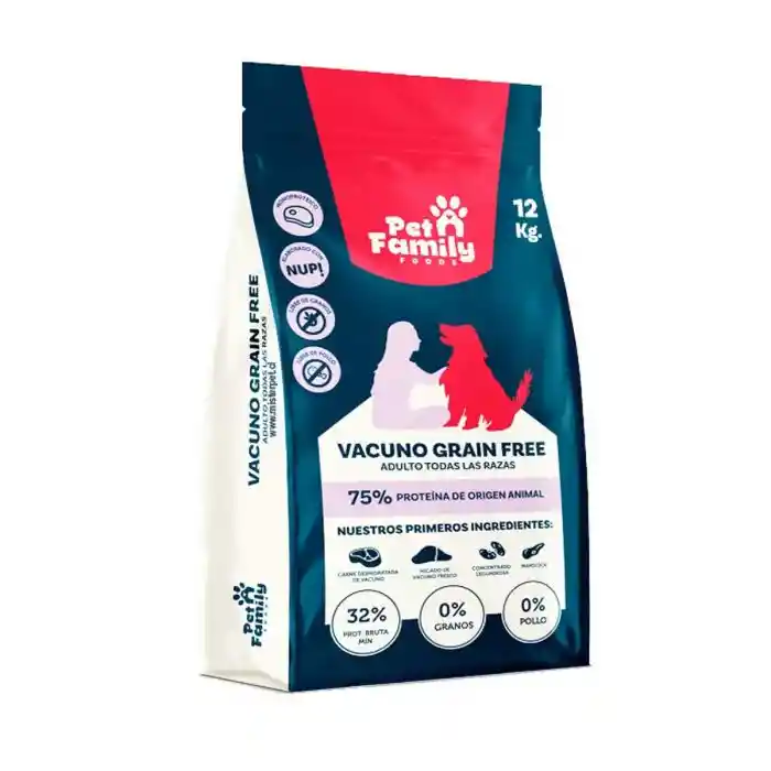 Alimento Perro Petfamily Vacuno Grain Free Adulto Todas Las Razas 12kg