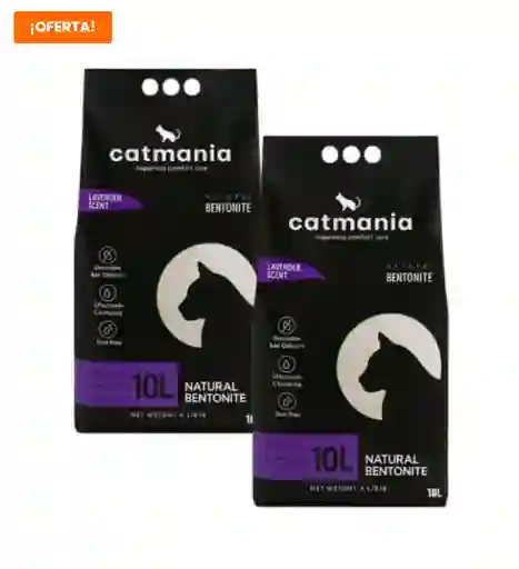 Pack 2 Arenas Catmania Arena Aglutinante Lavanda 8,5kg (17kg En Total)