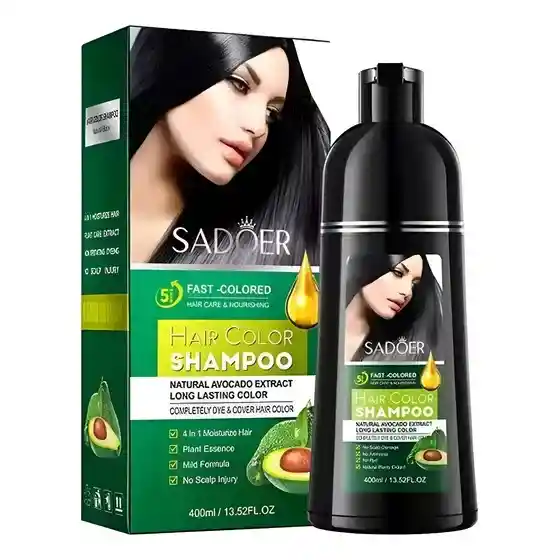 Sadoer Shampoo Colorante Negro 400ml Larga Duración
