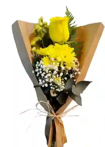 Ramo Flores Amarillas: 1 Rosa Y 1 Maule
