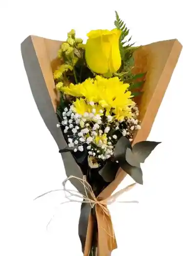 Ramo Flores Amarillas: 1 Rosa Y 1 Maule