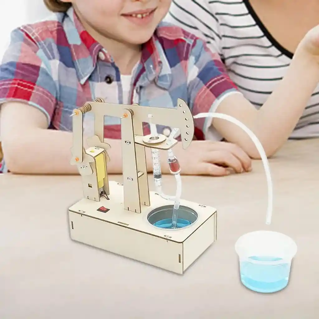 Kit Bomba Hidráulica De Madera Educativa – Proyecto Ciencia Y Tecnología Para Niños