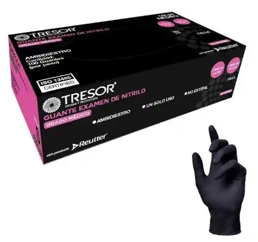 Guante Nitrilo Negro Talla Xl X 100 Unidades. (tresor)
