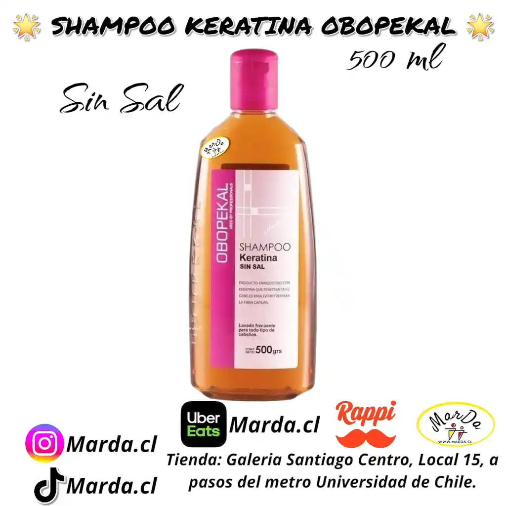Shampoo Keratina Sin Sal Obopekal 500 Ml