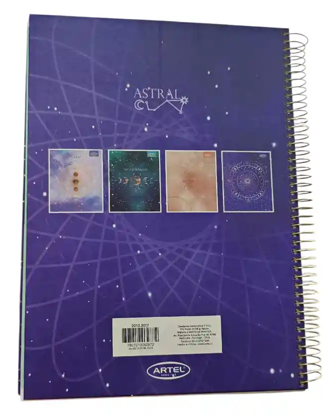 Cuaderno Materia Triple 150 Hjs 7mm Tapa Dura Diseño Astral