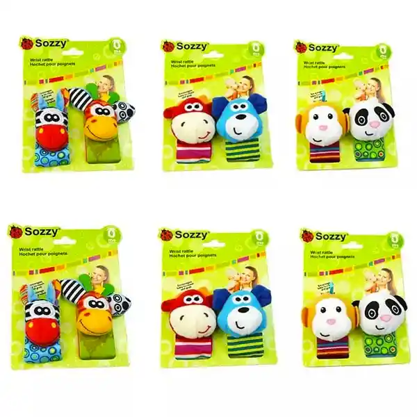 Juego De Sonajeros Pulsera Para Bebé Diseño Dog Blue