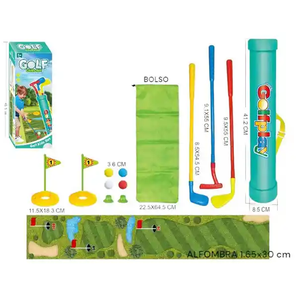 Set Juego Mini Golf Con Cancha Tapete 165x30cm – Lama