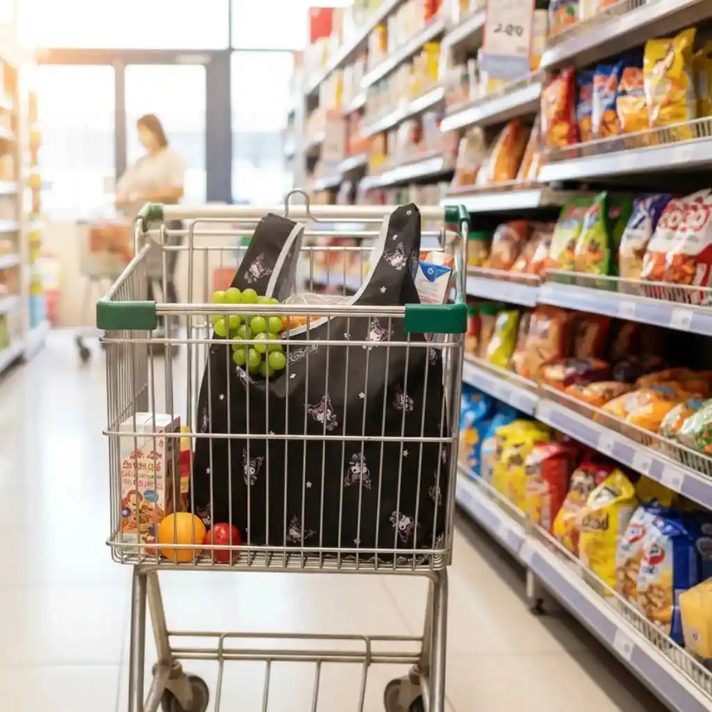 Bolsa Ecologica Con Estuche Linea Pu Kuromi Sanrio Original