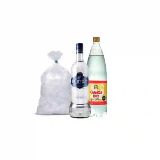 Promo Eristoff 750cc + Tonica Canada Dry 1.5l + Hielo 1k