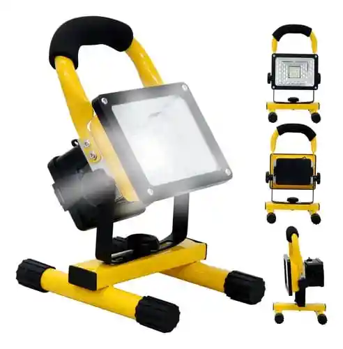 Foco Reflector Portatil Recargable Con Baliza Led De 100w