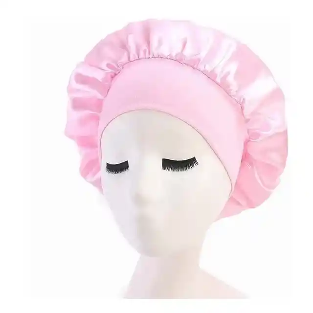 Gorro Satin Para Dormir Cabello Rizado Y Liso Evita Enredos Rosado