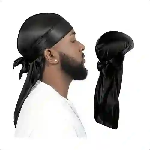 Du-rag Deluxe Negro – Satín Suave Y Sedoso Durag