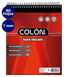 Block De Apuntes Escolar Espiral 7mm 80 Hojas Colon