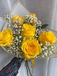 Ramo 6 Rosas Amarillas Y Gypso