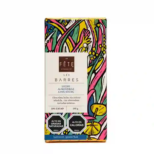 Barra Chocolate De Leche Almendras Sin Azúcar | 33% Cacao | 100 G