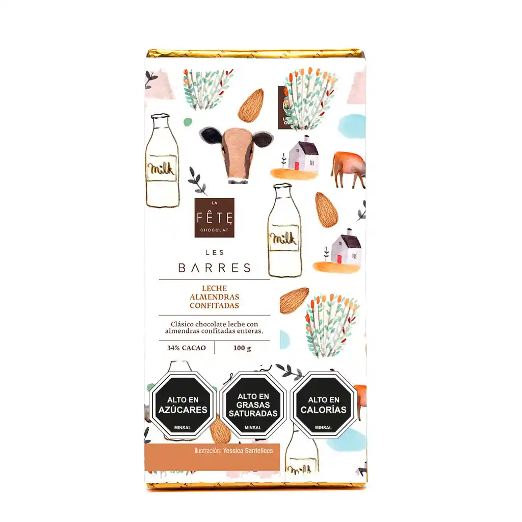 Barra Chocolate De Leche Almendras Confitadas | 34% Cacao | 100 G