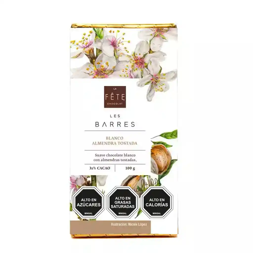Barra Chocolate Blanco Almendras | 31% Cacao | 100 G