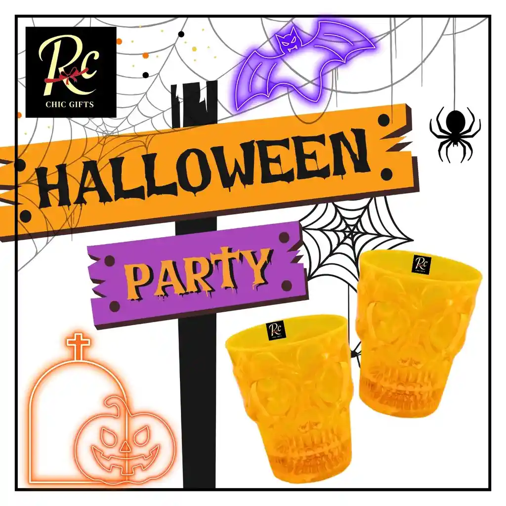 Shot Calavera Led Para Fiestas - Set De 2 Halloween - Regalos Chic