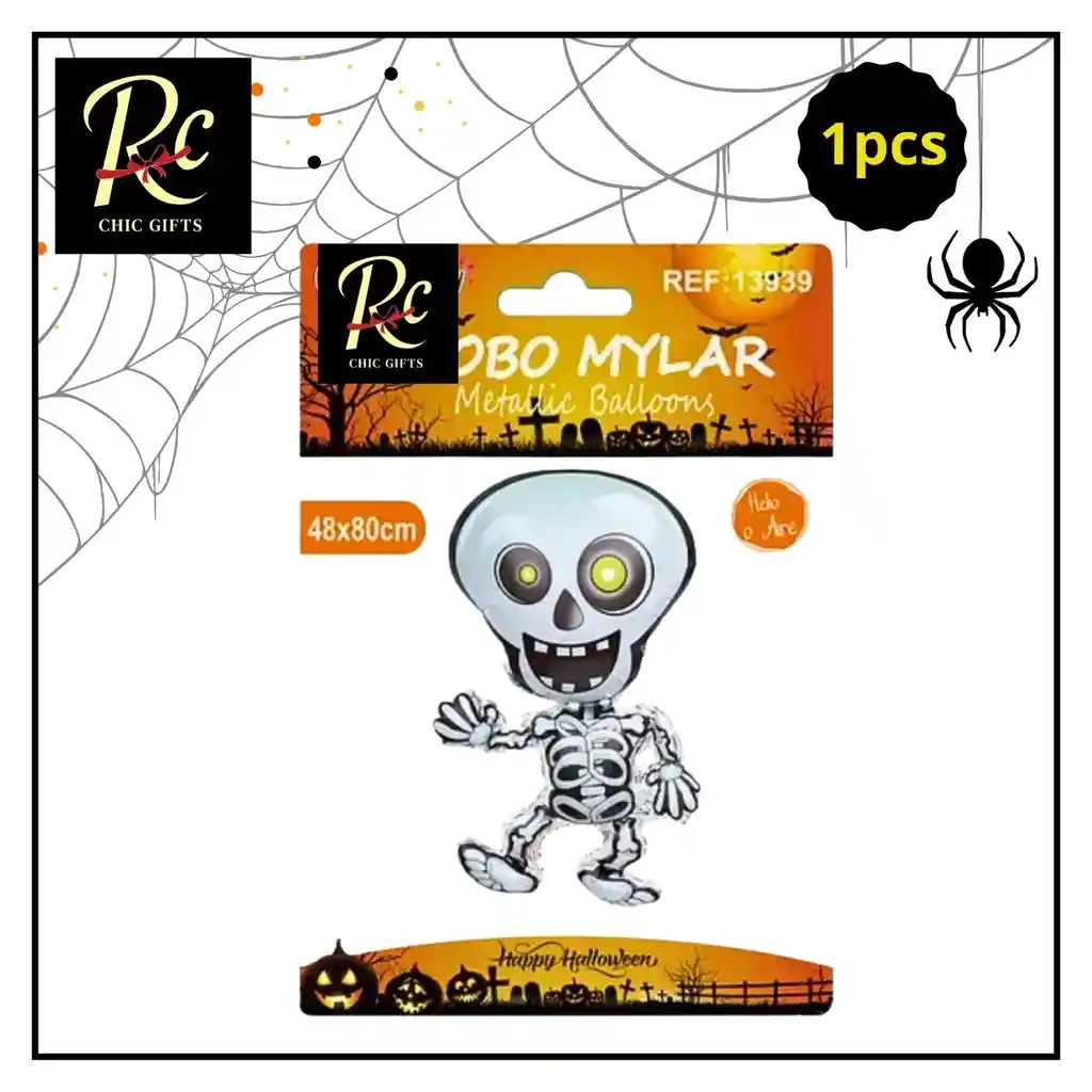 Globo Esqueleto Articulado - Decoración Halloween Metálico - Regalos Chic