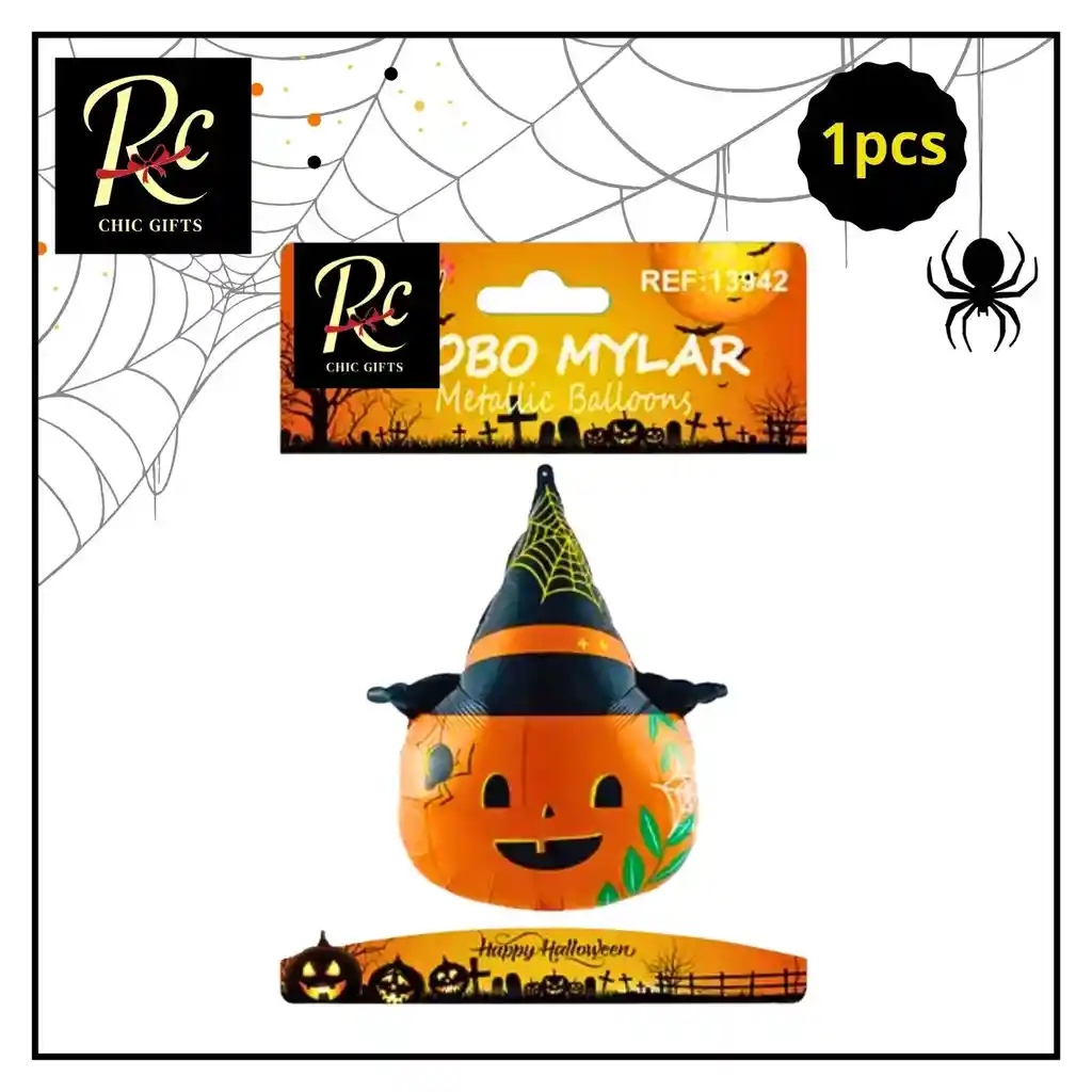 Globo Calabaza Bebé Bruja - Decoración Halloween Gigante - Regalos Chic