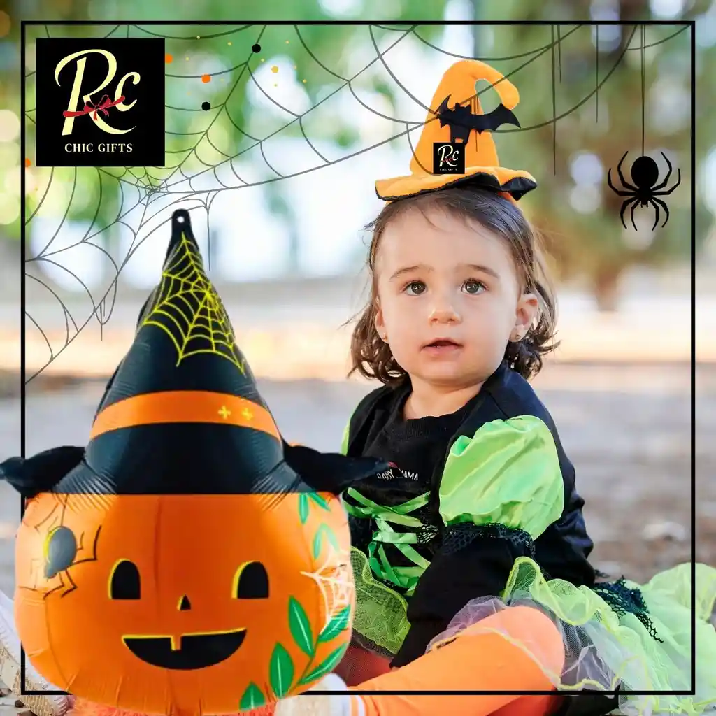 Globo Calabaza Bebé Bruja - Decoración Halloween Gigante - Regalos Chic