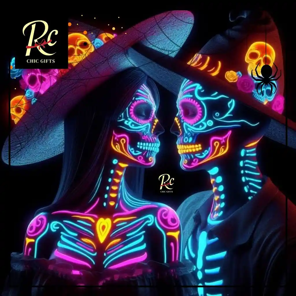 Máscara Catrina Fluor - Brilla En La Oscuridad Para Fiesta - Regalos Chic