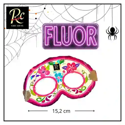 Máscara Catrina Fluor - Brilla En La Oscuridad Para Fiesta - Regalos Chic