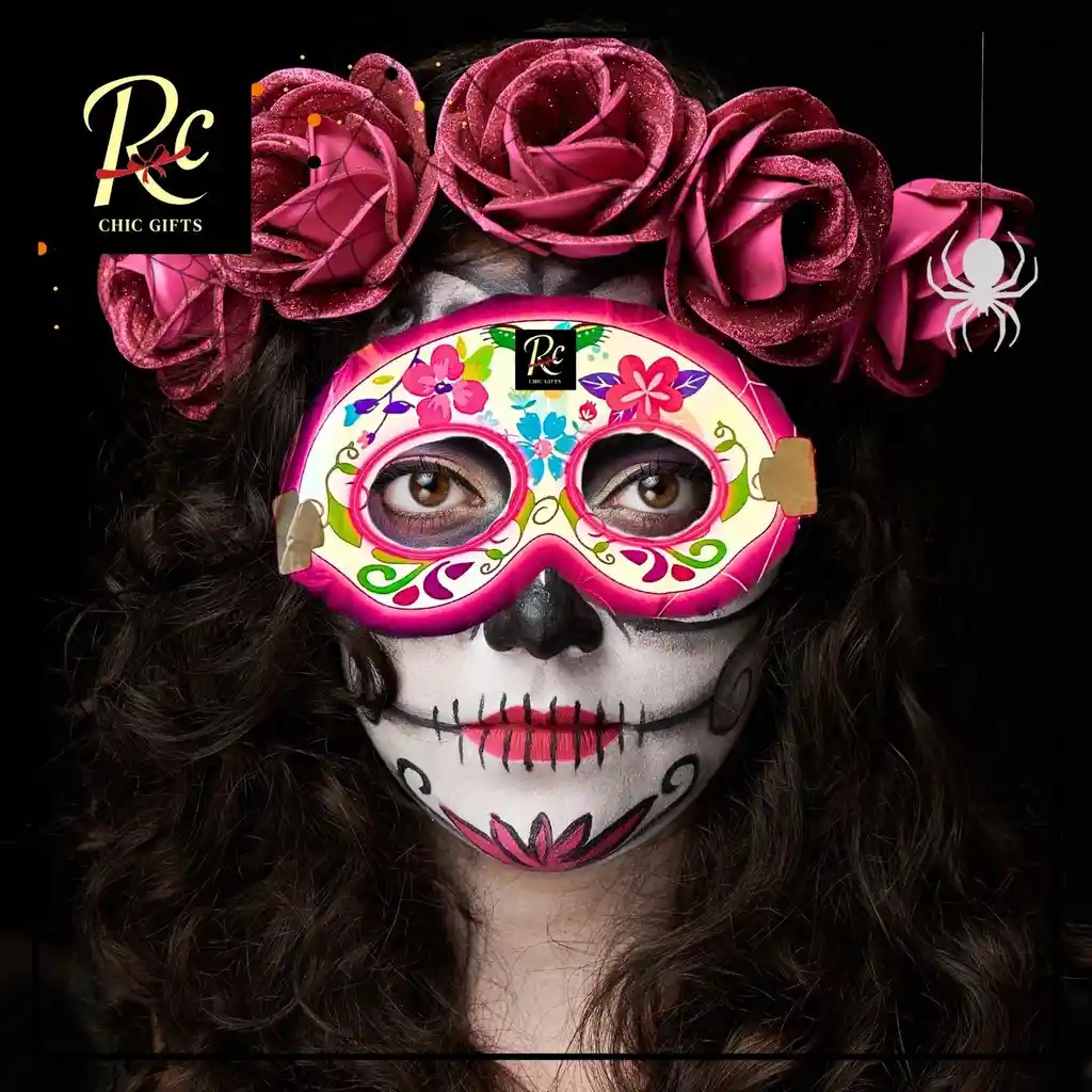 Máscara Catrina Fluor - Brilla En La Oscuridad Para Fiesta - Regalos Chic