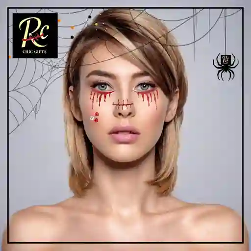 Apliques Faciales De Lágrimas De Sangre - Maquillaje De Terror Instantáneo - Regalos Chic