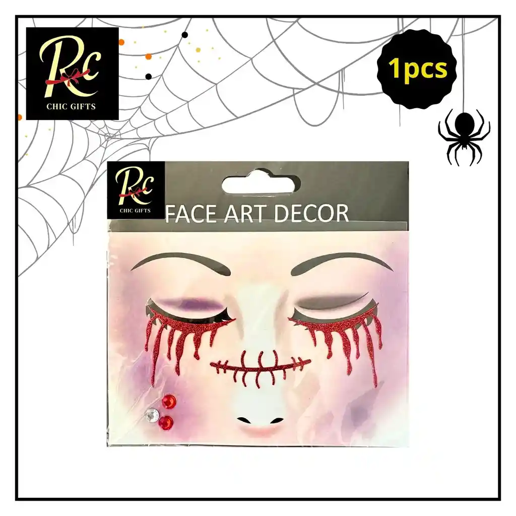 Apliques Faciales De Lágrimas De Sangre - Maquillaje De Terror Instantáneo - Regalos Chic